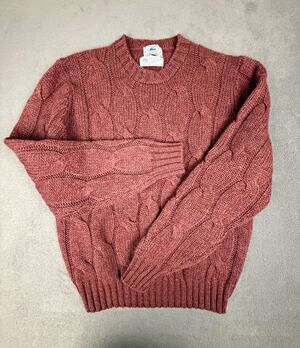 Vintage 70s 80s IZOD Lacoste Wool Cable Knit Sweater L Hong Kong Old Money